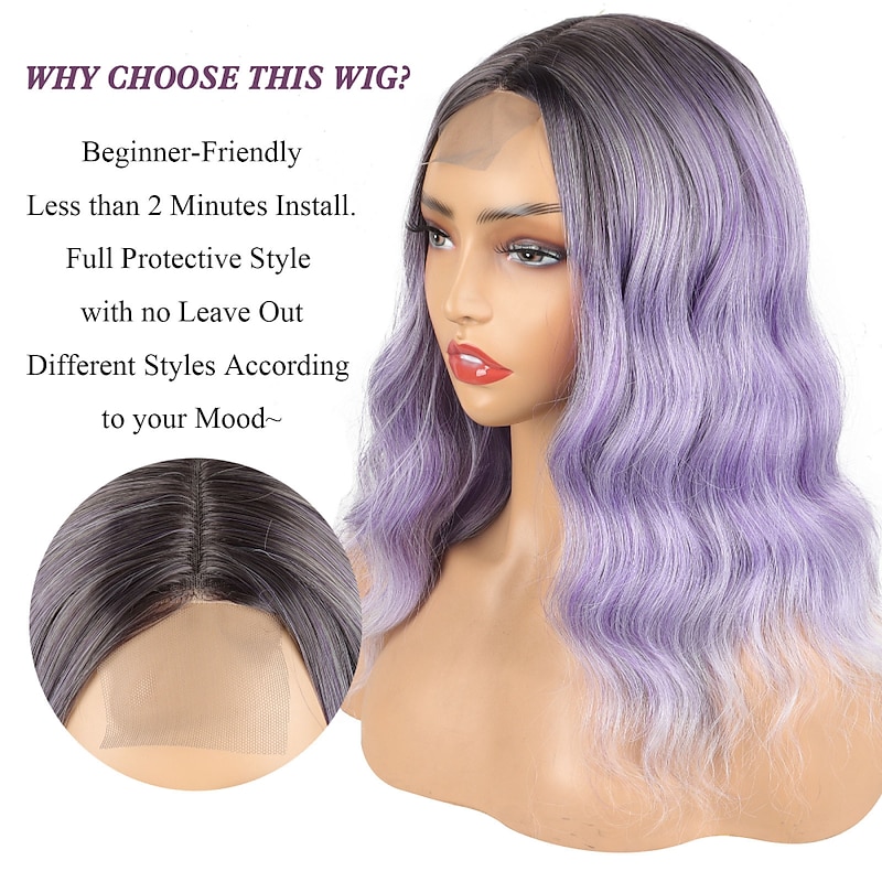 Synthetic Wig Curly Middle Part Machine Made Wig 14 inch 4-30# R4576# T613-orange# F2-22# R4578# Synthetic Hair 14 inch Women Fashionable Design Soft Party Purple Green Gray / Daily Wear2