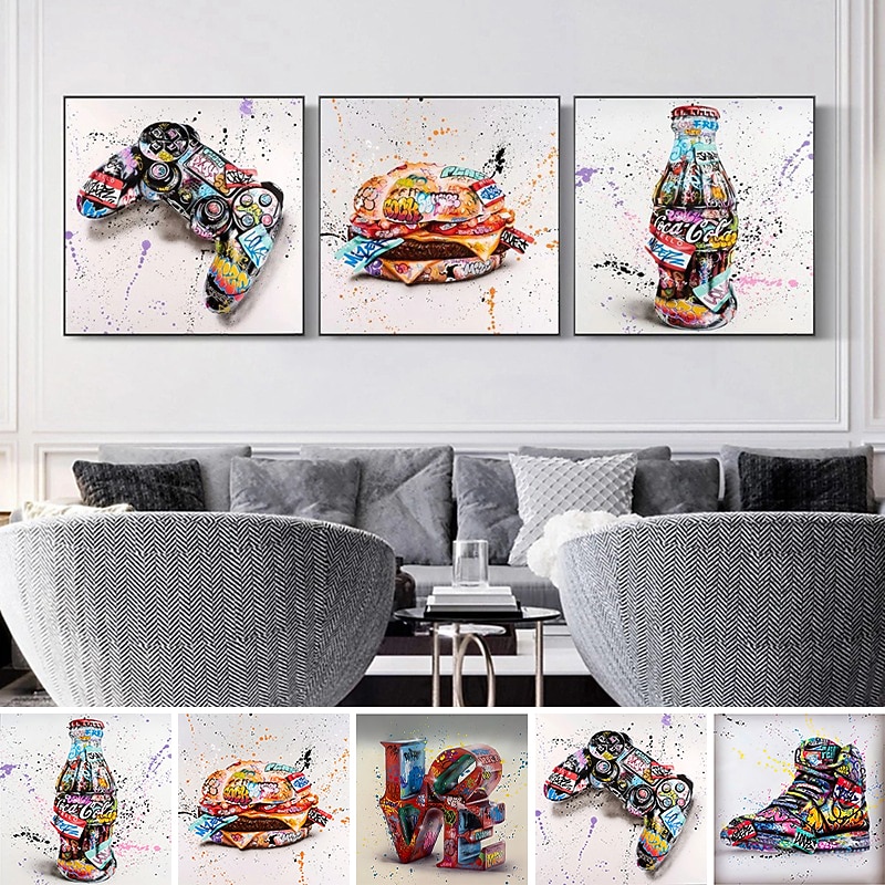 1 Panel Cola Burger Prints Posters Creative Graffiti Street Wall Art Wall Hanging Gift Home Decoration Rolled Canvas No Frame Unframed Unstretched