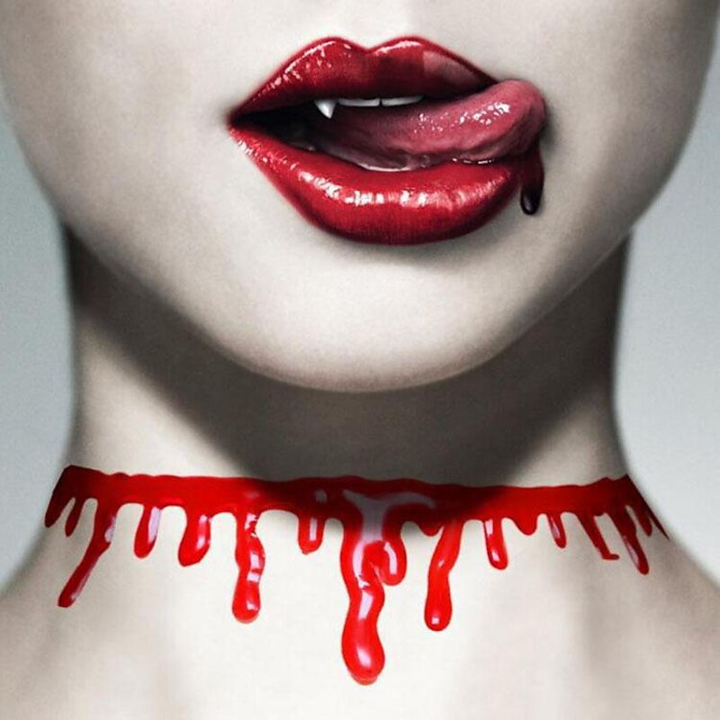 Cut Bloody Necklaces Halloween Props Jewelry Irregular Bloodstained Necklaces Halloween Creative Necklaces