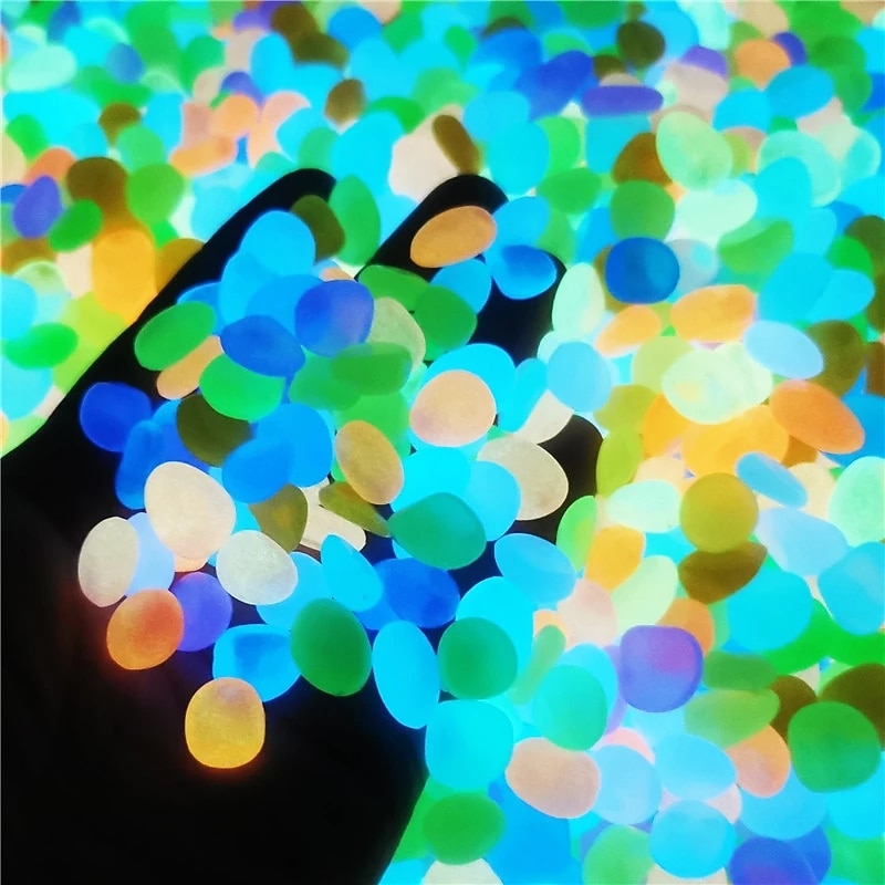 500 Pcs Glow in the Dark Garden Pebbles For Sidewalk Garden Terrace Lawn Garden Patio Fish Tank Aquarium Decoration Glow Stone4