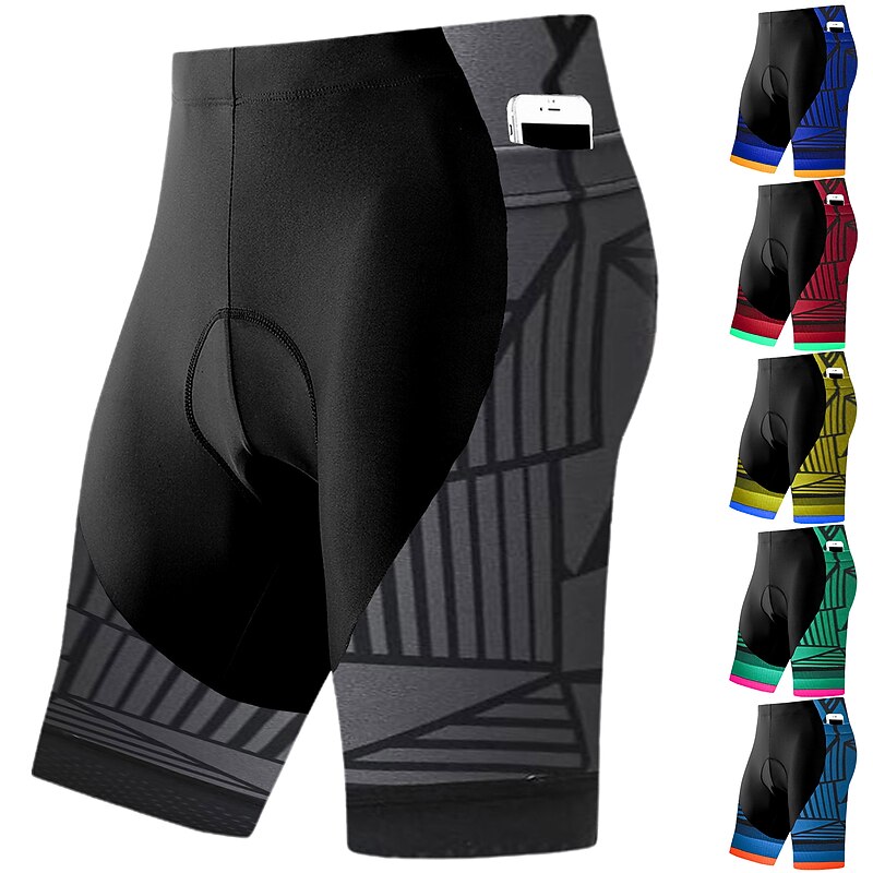 Men's Geometric Cycling Road Shorts Cycling Shorts Bike Shorts Bike Padded Shorts / Chamois Bottoms Mountain Bike MTB Road Bike Cycling Sports 3D Pad Cycling Quick Dry Moisture Wicking Yellow Red