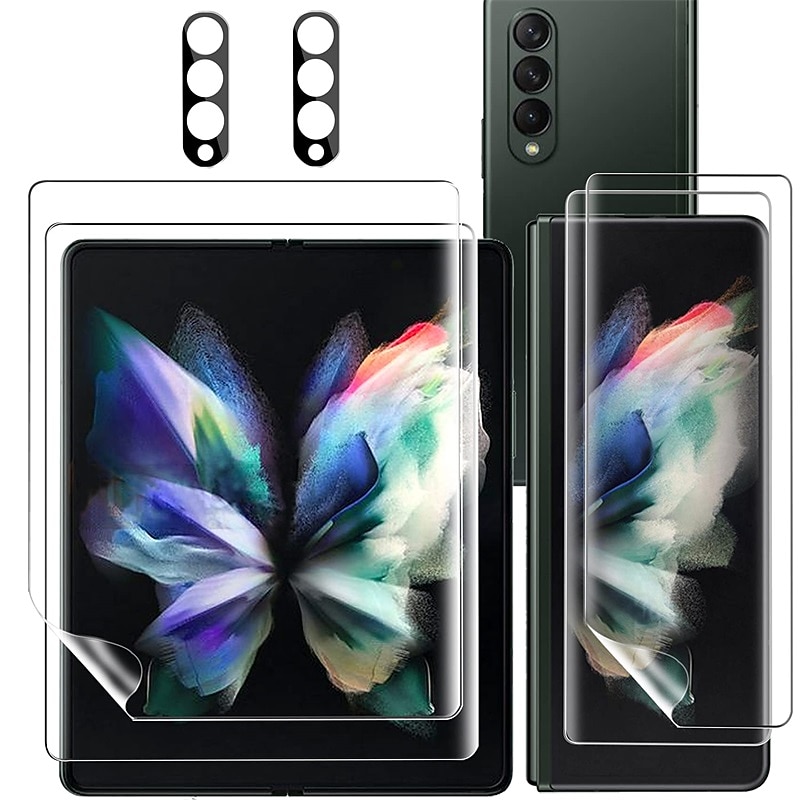 [6 Pack] Screen Protector + Camera Lens Protector Front and Back Screen Protector For Samsung Galaxy Z Fold 7 Z Fold 6 Z Fold 5 Z Fold 4 Z Fold 3 Tempered Glass TPU Hydrogel 9H Hardness