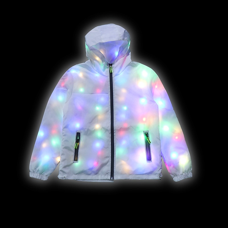 Glowing Jacket Womens Mens Hoodies Coat with LED Luminous for Party Bar DJ Stage Costume Dancing Clothing Washable Plus Size3