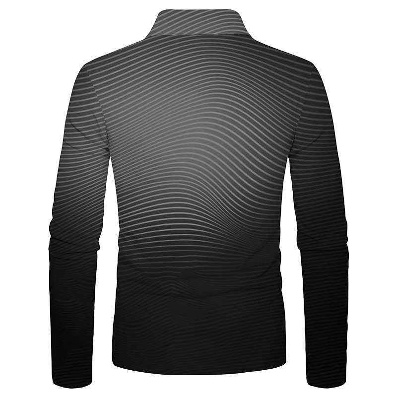 Men's Striped Hawaiian Polo Shirts Golf Shirt Long Sleeve Polo Shirts Collared Shirts Casual Beach Wear Vacation Wear Party Outfits 3D Print Quarter Zip Polo Black Yellow Blue3