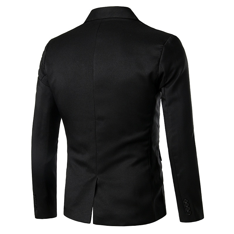 Men's Blazer Party Cocktail Party Formal Evening Charm Spring Fall Polyester Color Block Single Breasted One-button Blazer Black White2