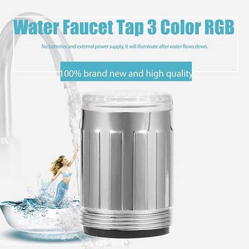 LED Light Water Faucet Tap Heads Temperature Sensor RGB Glow LED Shower Stream Bathroom Shower faucet 3 Color Changing4