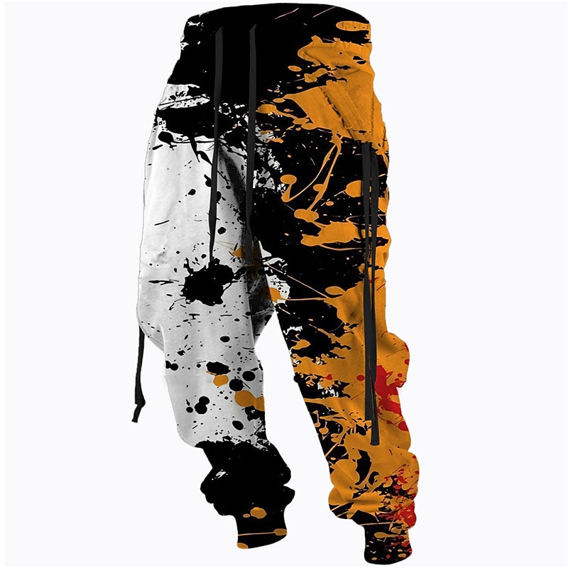 Men's Sweatpants Joggers Trousers Drawstring Side Pockets Elastic Waist Color Block Graphic Prints Comfort Breathable Sports Outdoor Casual Daily Cotton Blend Terry Streetwear Designer Red Blue3