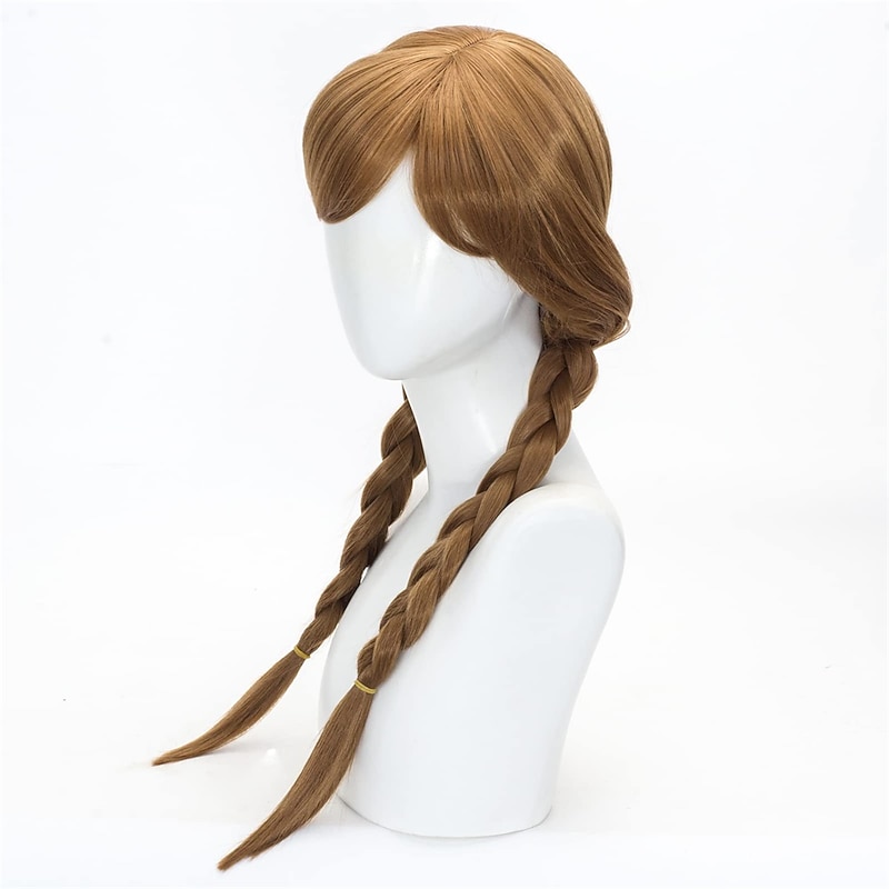 Anna wigs Double Braided Wig Cosplay Long Brown Princess wigs for Women girls  Party Halloween Wigs4