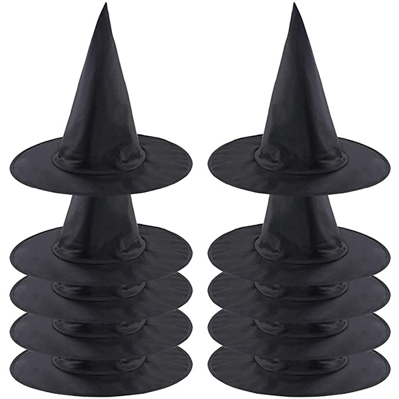 Halloween Witch Hat Black Pointed Wizard Hat for Adults, Oxford Fabric Halloween Costume Accessory, Horror Party Decor for Cosplay, 1 Pack
