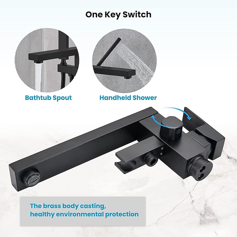 Freestanding Bathtub Faucet, 360° Swivel Spout Floor Mount Standing Tub Filler Single Handle Brass Tap with Hand Shower Sprayer3