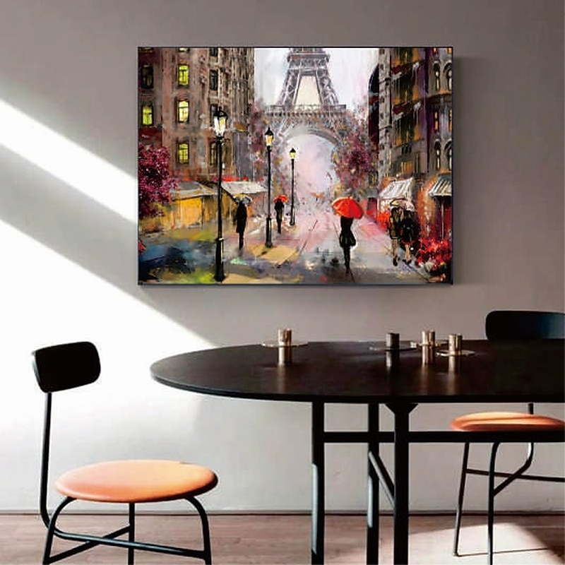 Handmade Hand Painted Oil Painting Wall Art Abstract Rain City Street Landscape Painting Home Decoration Decor Rolled Canvas No Frame Unstretched3