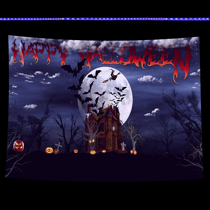 Halloween Decorations Backlight Tapestry Jack O Lantern UV Reactive Hanging Fluorescent Home Decoration Background Cloth Art Home Bedroom Living Room4