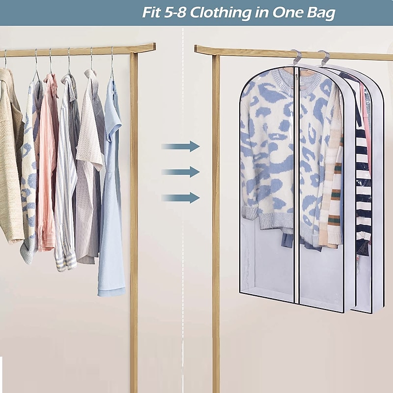 2PCS Clothing Dust Covers Suit Bag Garment Dress Suit Coat Protector Dust Cover For Clothes Organizer Wardrobe Storage Bags3