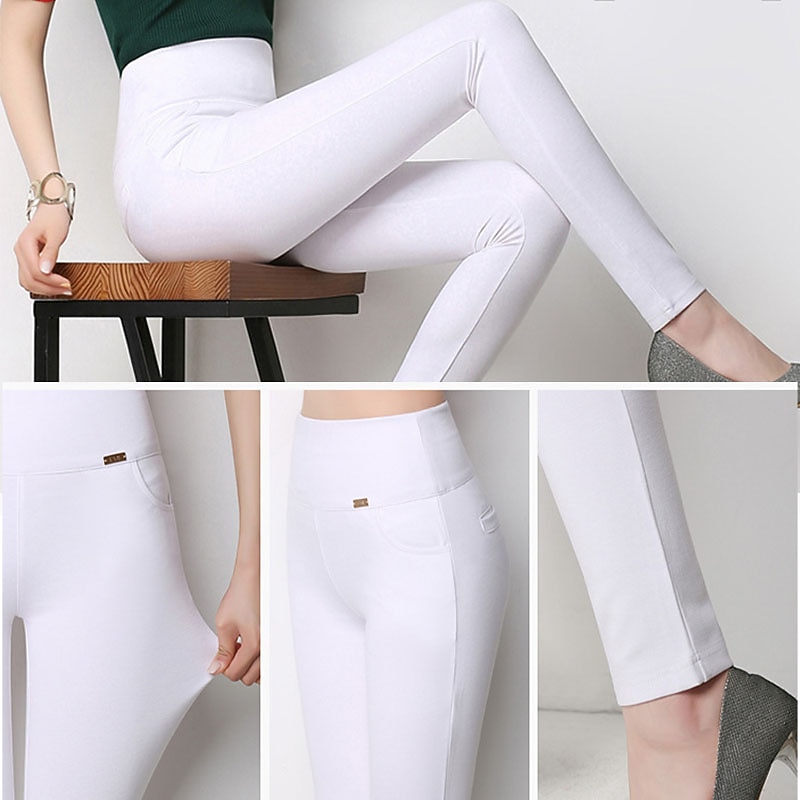 Women's Normal Pants Trousers Leggings Cozy Leggings Fashion Full Length High Waist Solid Color Butt Lift Comfort Tummy Control Stretchy Daily Going out Black White Wine Royal Blue Fall & Winter2