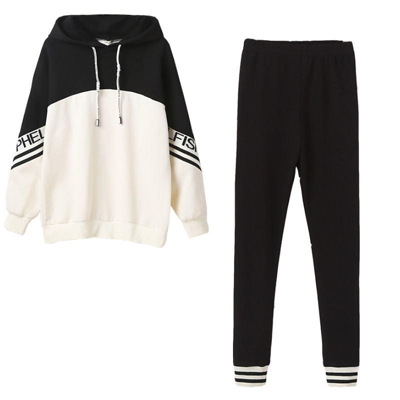 Girls' 3D Stripe Letter Hoodie & Sweatpants Set Clothing Set Long Sleeve Fall Winter Cool Daily Kids 4-12 Years School Sports4