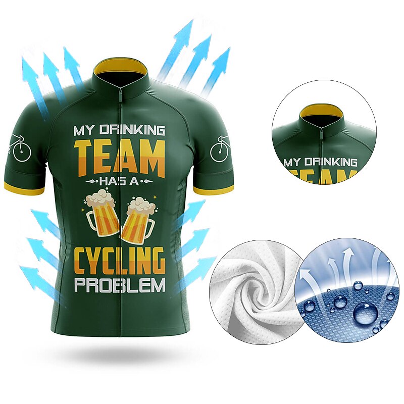 Men's Cycling Jersey Funny Beer Short Sleeve Bike Jersey Top with 3 Rear Pockets Mountain Bike MTB Road Bike Cycling Quick Dry Reflective Strips Back Pocket Moisture Wicking Sports Red Blue Purple4
