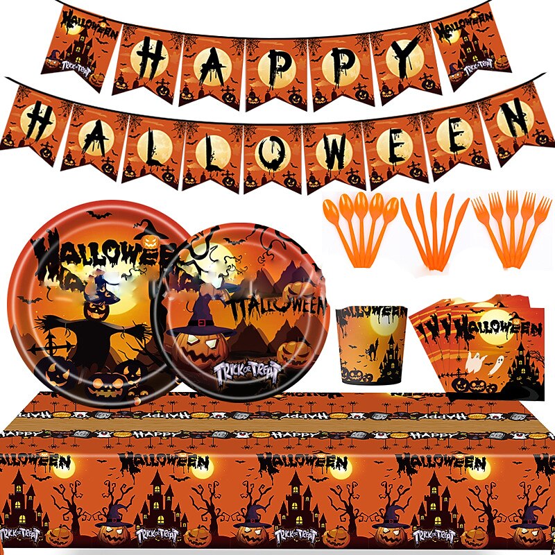 Festival Party Cutlery Set Festival Party Tablecloth Paper Plate Banner Paper Cup Tissue