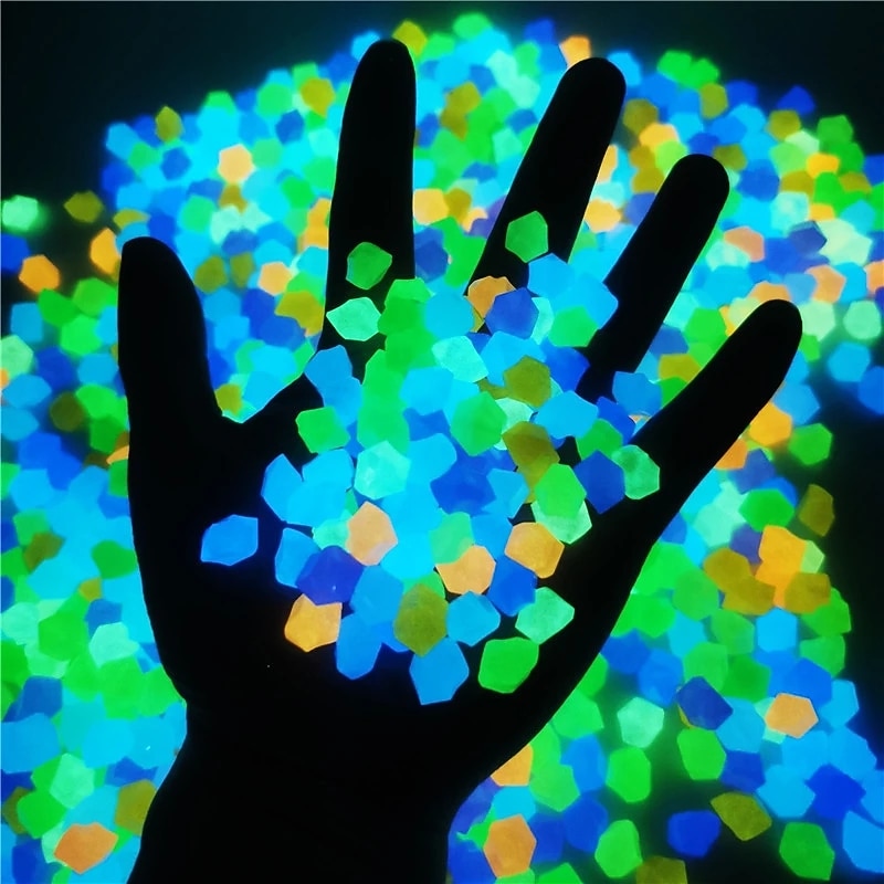500PCS Garden Decoration Pebbles, Glow in The Dark Luminous Stones, Decorative Pebbles for Outdoor, Fish Tank, and Aquarium Decor4