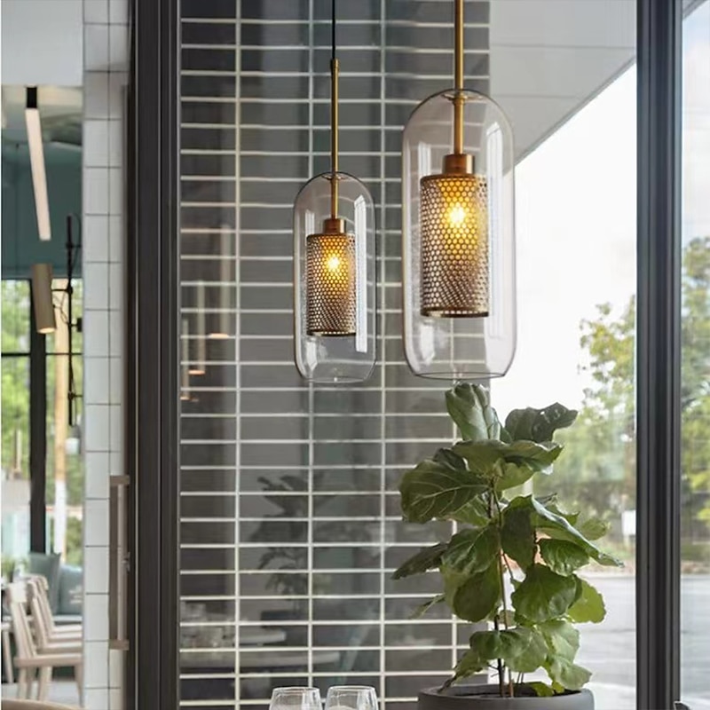 30 cm Single Design Pendant Light LED Modern Nordic Style Glass Cylinder Electroplated Lsland Lights Shops / Cafes Dining Room Lights Gift for Family Friends 110-120V 220-240V4