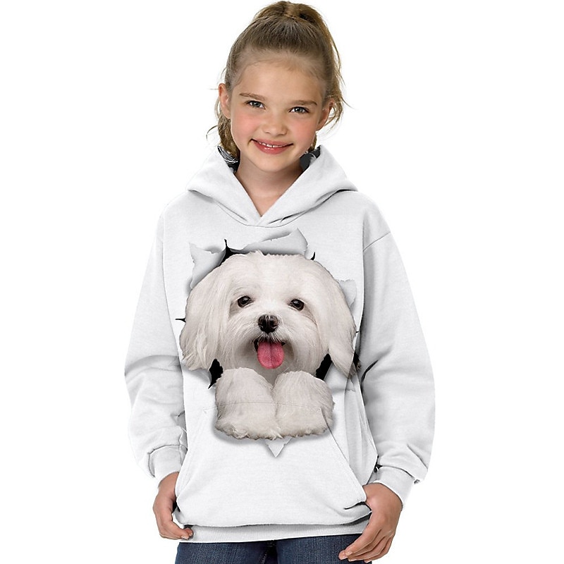 Girls' 3D Animal Cat Hoodie Long Sleeve 3D Print Spring Fall Winter Fashion Streetwear Adorable Kids 3-12 Years Outdoor Daily Indoor Regular Fit3
