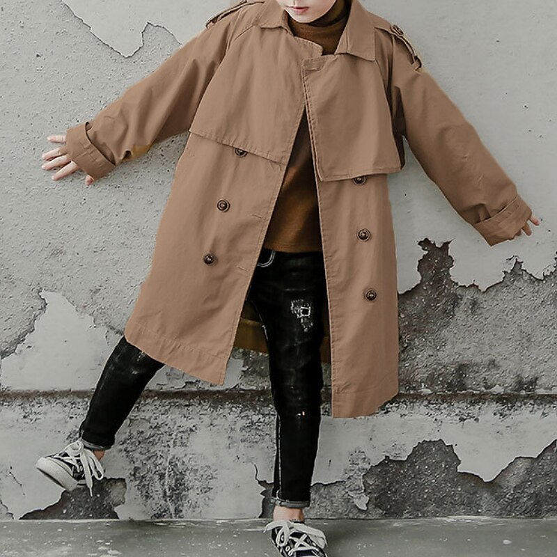 Kids Boys' Coat Long Sleeve Gray Khaki Brown Plain Pocket Winter Active Sport 3-13 Years / Patchwork3