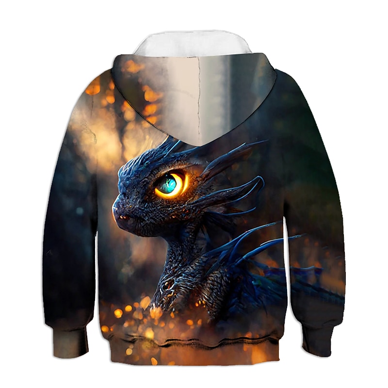 Unisex 3D Graphic Animal Dragon Hoodie Long Sleeve 3D Print Summer Spring Fall Fashion Cool Kids 3-12 Years Outdoor Daily Regular Fit2