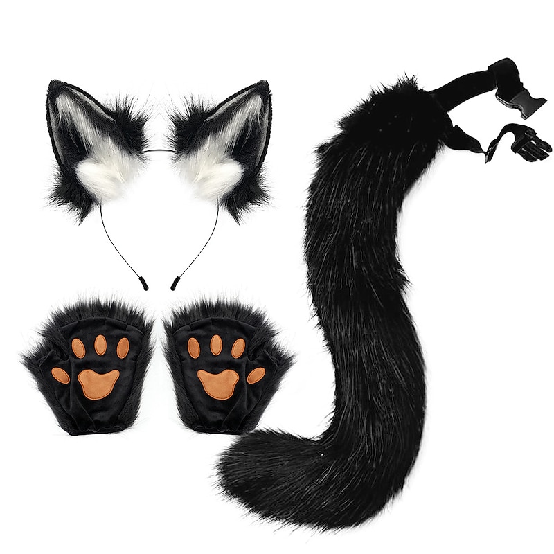 Carnival Suit Animal Claw Simulation Plush Fox Ears Headband Animal Ears Animal Tail Cos Accessories4
