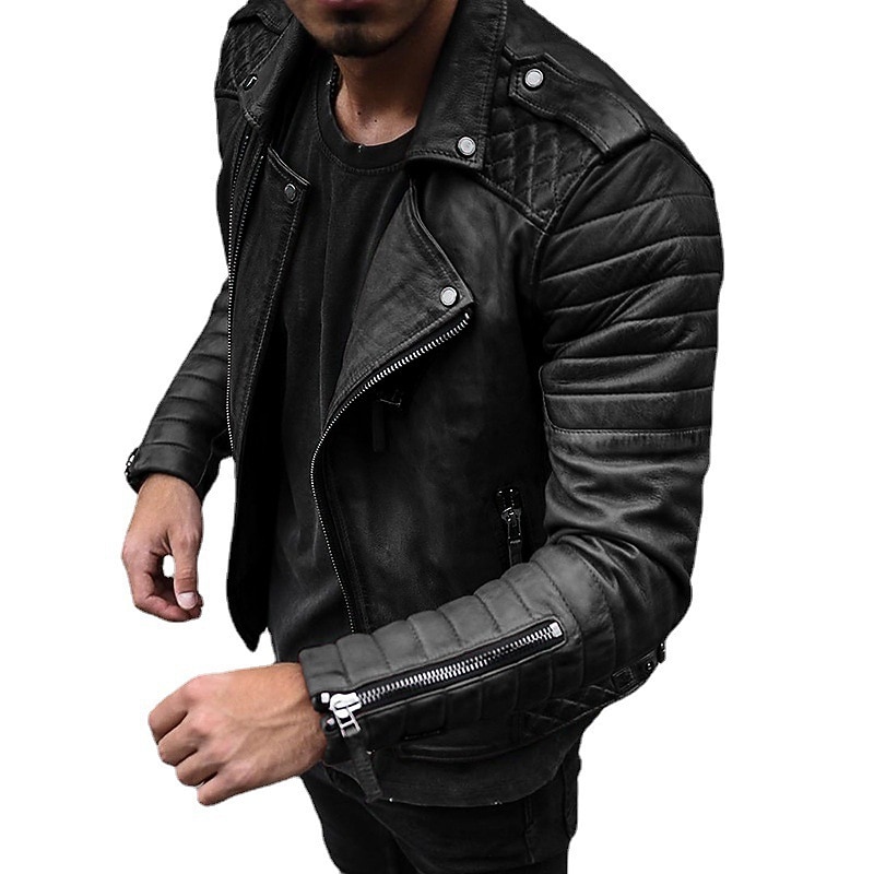 Men's Faux Leather Jacket Transition Jacket Biker Jacket Red Leather Jacket Street Casual Thermal Warm Windproof Faux Fur Trim Fall Pure Color Punk Fashion Lapel Regular Regular Faux Fur Faux Leather4