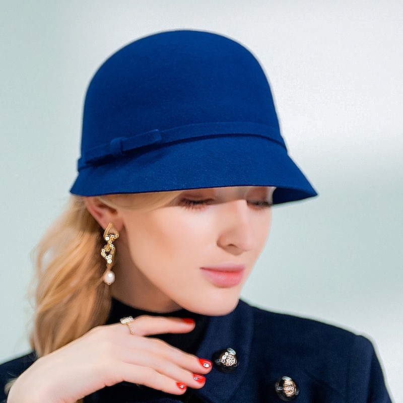 Fashion Elegant Wool Hats with Lace-up 1PC Wedding / Casual Headpiece2