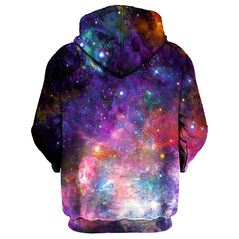 Men's Galaxy Graphic Prints Hoodie Hoodies Sweatshirt Streetwear Basic Long Sleeve Hooded Sports & Outdoor Daily Sports Purple Zipper Print Spring &  Fall Designer2