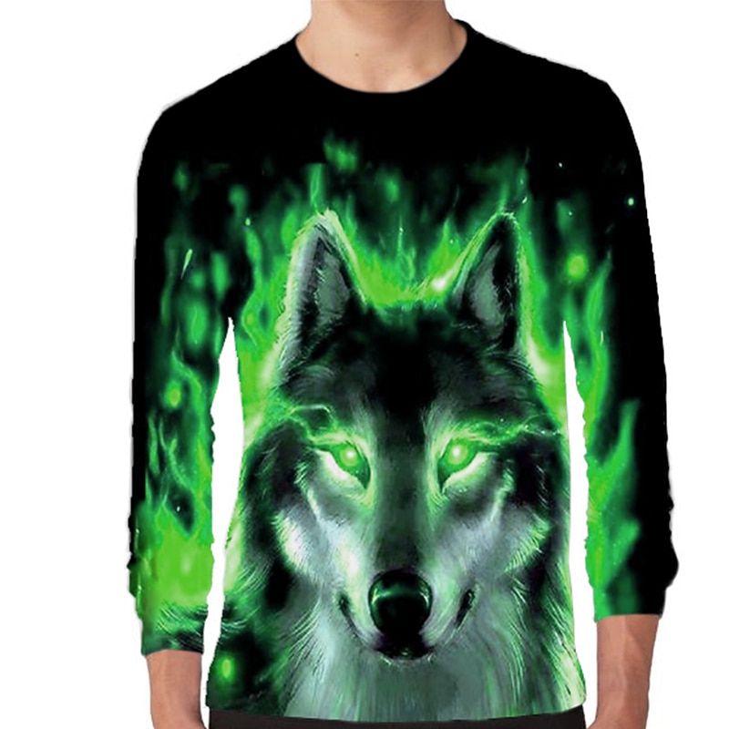 Boys 3D Animal Wolf T shirt Long Sleeve 3D Print Spring Fall Active Sports Fashion Kids 3-12 Years Outdoor Daily Regular Fit2