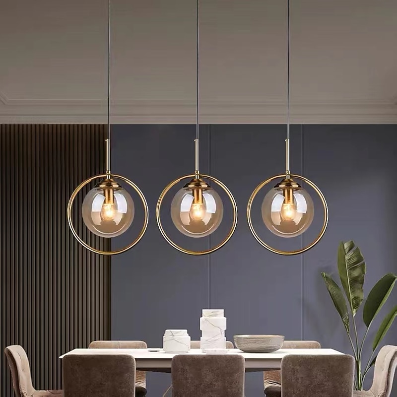 25 cm Single Design Pendant Light LED Globe Circle Metal Electroplated Island Lights Nordic Style Shops / Cafes Dining Room Bedroom Living Room Lights Gift for Family Friends 1100-240V4