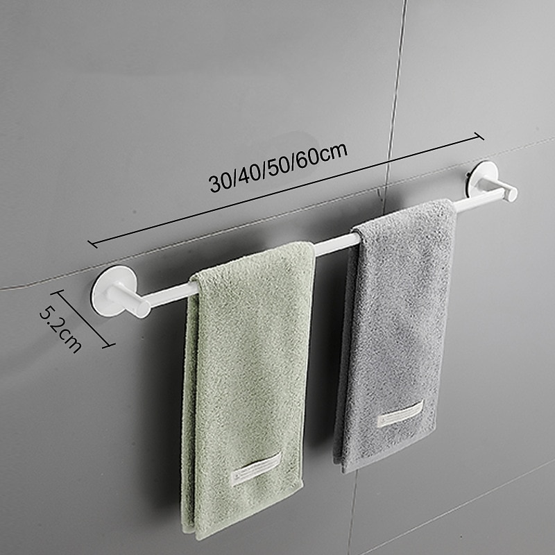 Non Perforated Towel Rack Bathroom Rack Space Aluminum Black Wall Hanging Round Bottom Single Pole Double-Layer Towel Bar4
