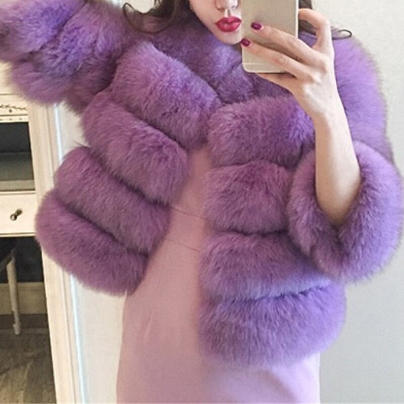 Women's Faux Fur Coat Active Elegant Comfortable Street Style Faux Fur Trim Outdoor Daily Wear Vacation Going out Faux Fur Short Coat Winter Fall Purple Pink Fuchsia Open Front Collarless Regular Fit3