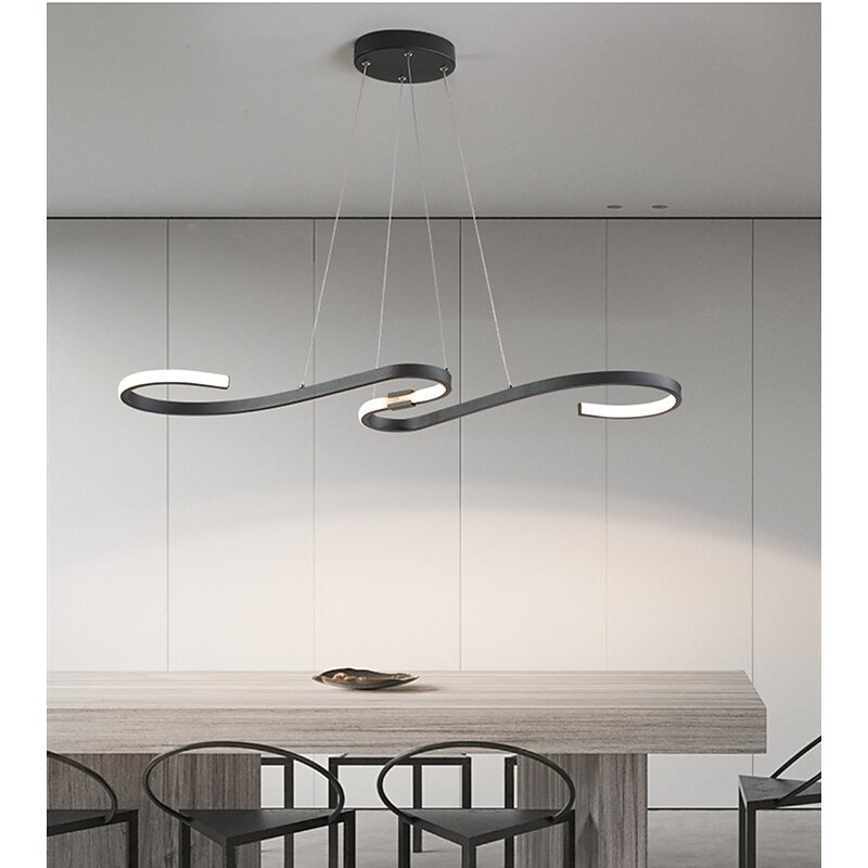 86cm LED Modern Pendant Light Fitting Island Ceiling Lighting Indoor Design Lamp Dining Table Chandelier Metal and Acrylic White Hanging Light Fixture for Living Room, Musical symbols