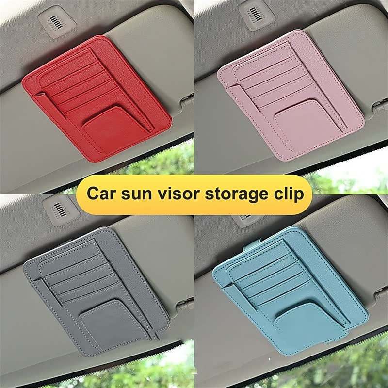Car Sun Visor Storage Multifunctional Car Glasses Clip Bag Card Holder Certificate Folder Ticket Holder2