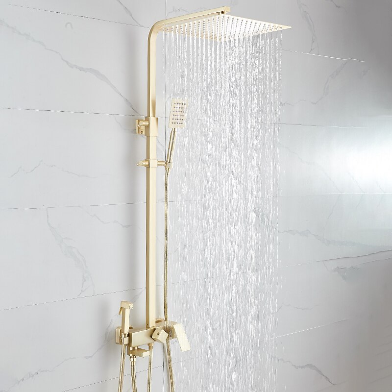 Shower Faucet,Shower System Rainfall Shower Head System Body Jet Massage Set - Handshower Included pullout Rainfall Shower Antique Vintage Style Nickel Brushed Mount Inside Ceramic Valve2