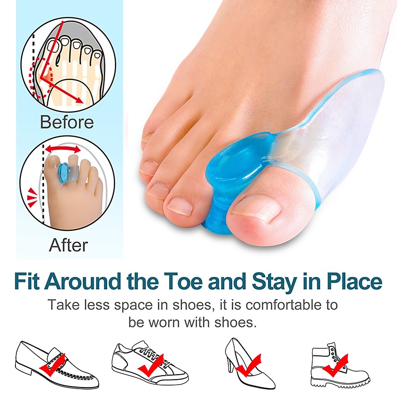 2 Pieces Big Toe Separator Bone Corrector Straightener Silicone Gel Foot Fingers Protector Bunion Adjuster Feet Massager3