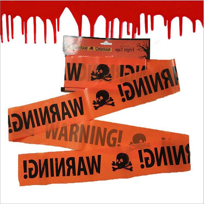 2 Pieces 500x8.5cm(197*3.3inch) Halloween Warning Tape Signs Props Isolation Belt Party Danger Warning line Halloween Decoration3