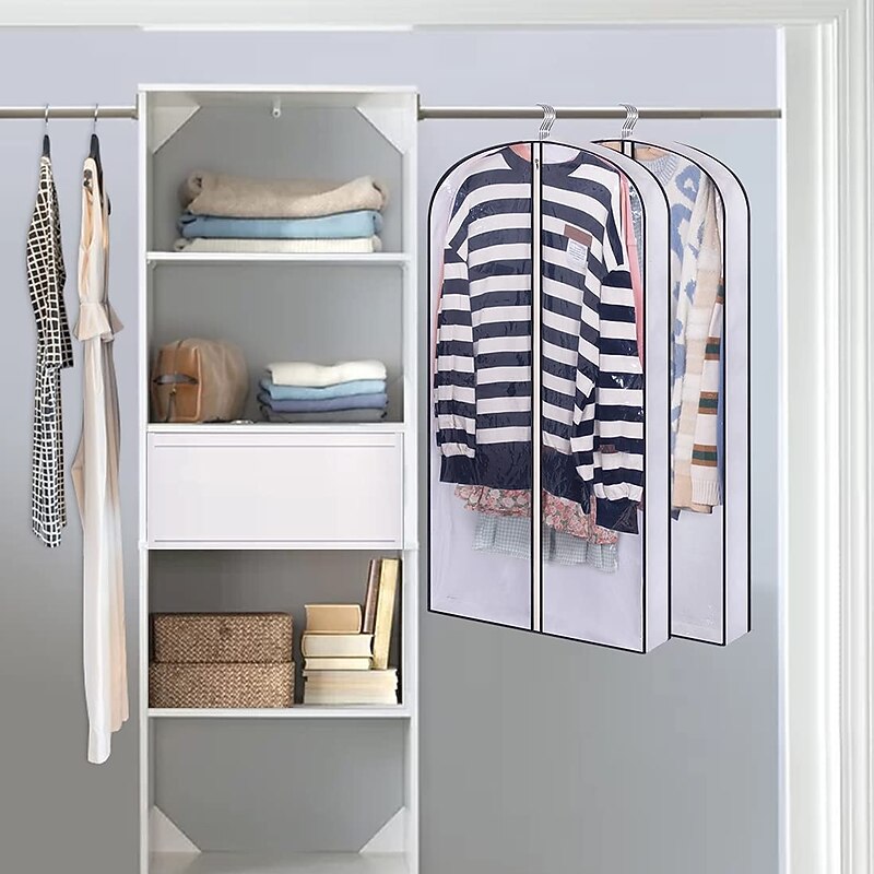 2PCS Clothing Dust Covers Suit Bag Garment Dress Suit Coat Protector Dust Cover For Clothes Organizer Wardrobe Storage Bags4