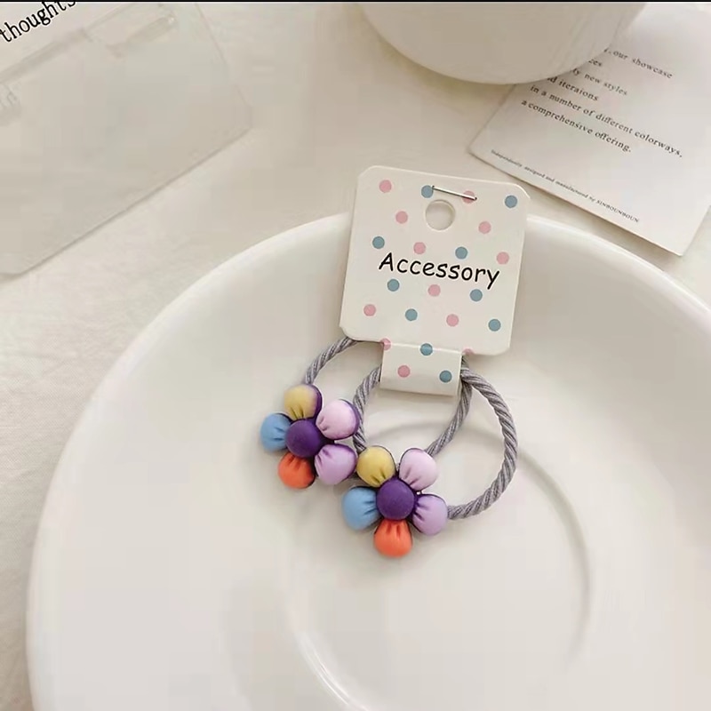 10pcs Toddler Girls' Hair Accessories Active Sweet Daily Floral Floral Style Rainbow3