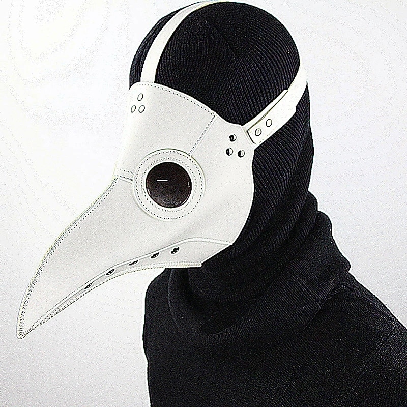 Funny Medieval Steampunk Plague Doctor Bird Mask Latex Punk Cosplay Masks Beak Adult Festival Event Cosplay Props White Black for Halloween2