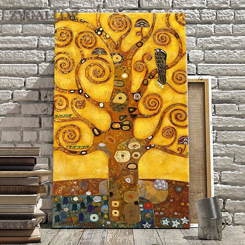 Handmade Hand Painted Oil Painting Wall Art Classic Klimt famous Tree oil Painting Home Decoration Decor Rolled Canvas No Frame Unstretched2