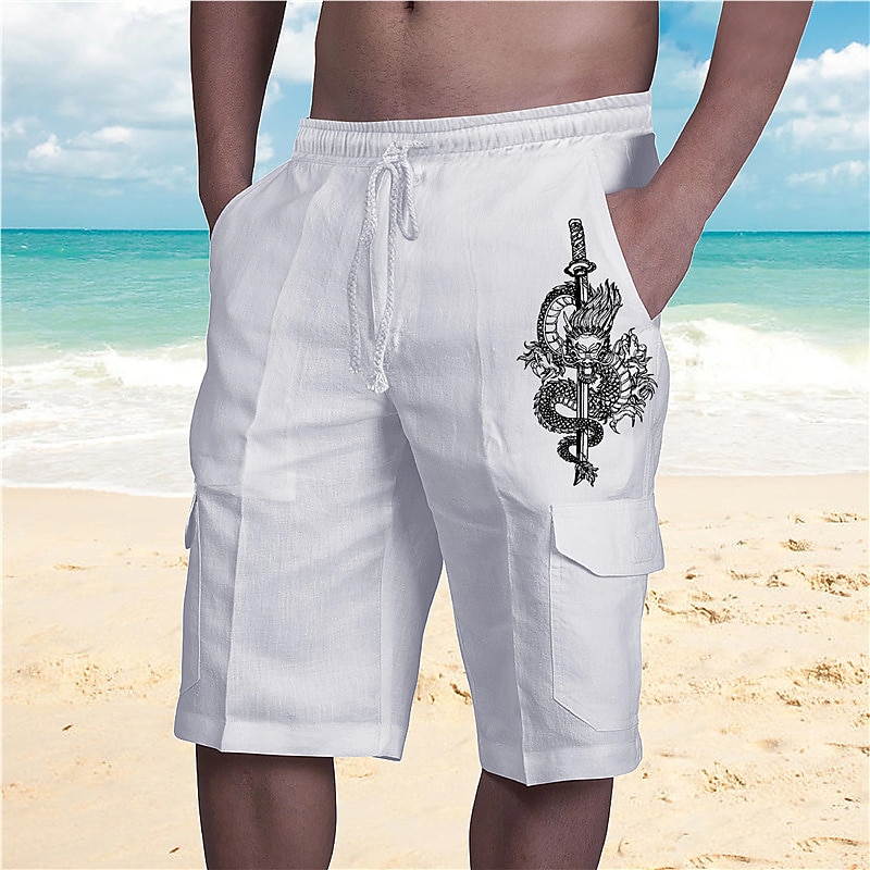 Men's Graphic Dragon Shorts Beach Shorts Mid Waist Streetwear Designer Big and Tall Casual Daily Holiday Drawstring Elastic Waist Print Designer Clothing Apparel2