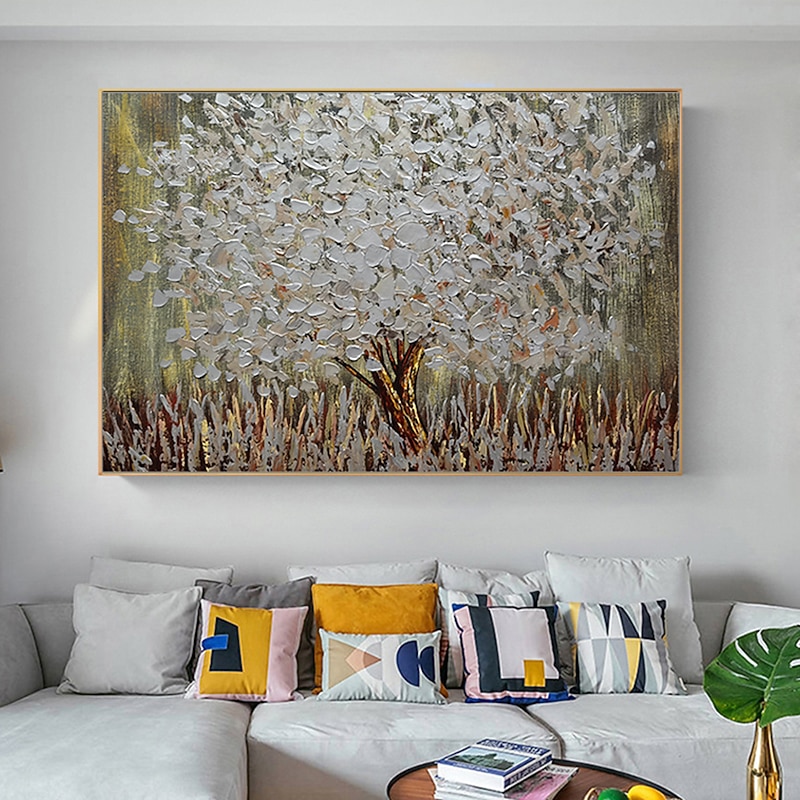 Mintura Handmade Thick Texture Tree Landscape Oil Paintings On Canvas Wall Art Decoration Modern Abstract Picture For Home Decor Rolled Frameless Unstretched Painting3