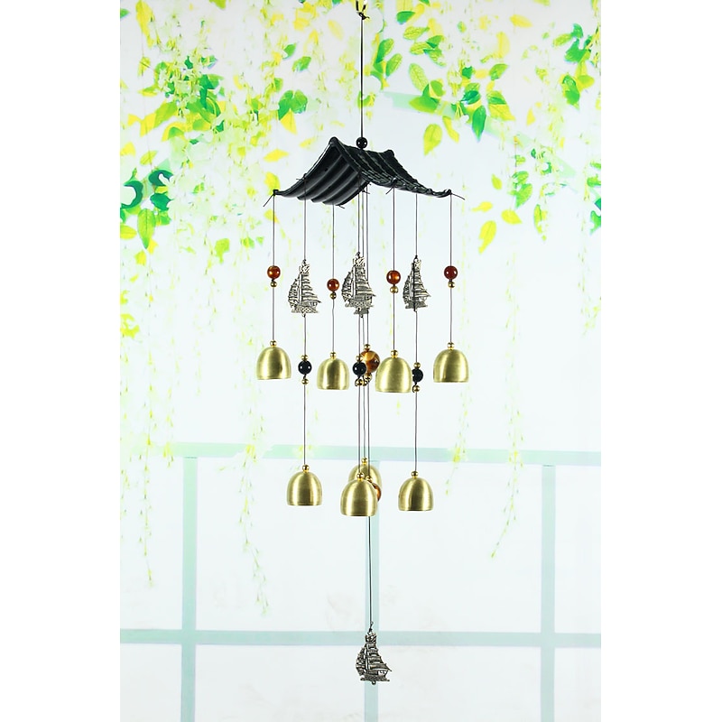 Metal Bell Heart-shaped Wind Chime Angel Butterfly Handmade Gift Dream Catcher Ornament Wall Hanging Outdoor Garden Patio Pendant Decor 80*50*8cm