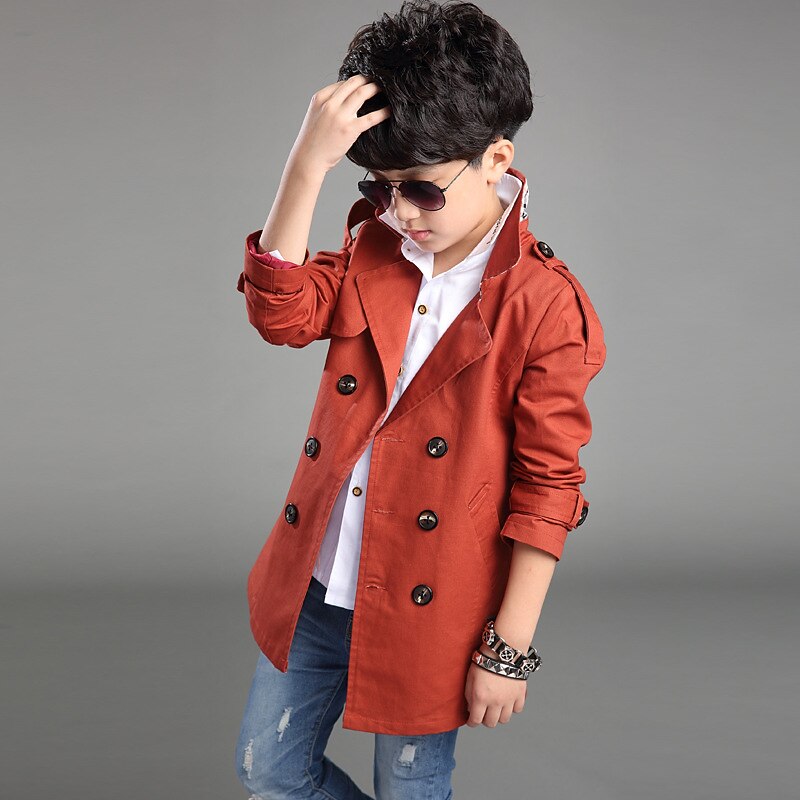 Boys 3D Plain Trench Coat Coat Long Sleeve Fall Winter Active Adorable Polyester Kids 4-13 Years Daily3