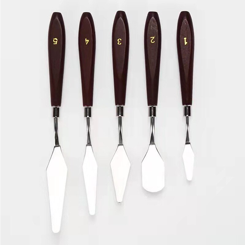 5 Pieces Painting Knives Stainless Steel Spatula Palette Knife Oil Painting Accessories Color Mixing Set for Oil Canvas Acrylic Painting-Lightwish4