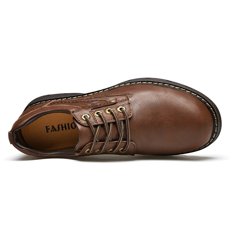 Men's Oxfords Work Sneakers Vintage Business Classic Daily Office & Career Leather Waterproof Slip Resistant Lace-up Black Brown Fall Winter3