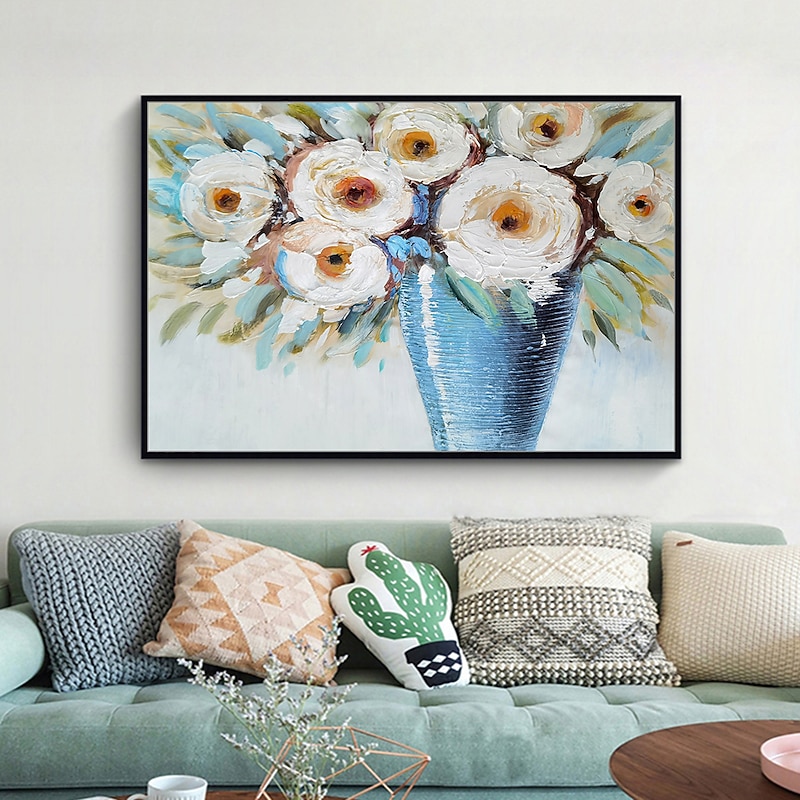 Mintura Handmade Thick Texture Flower Oil Paintings On Canvas Wall Art Decoration Modern Abstract Picture For Home Decor Rolled Frameless Unstretched Painting3